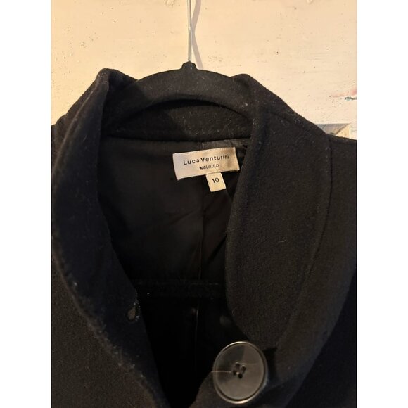 Vintage Luca Venturini US 10 Black 100% Virgin Wool Italian Made Long Coat - Picture 3 of 10